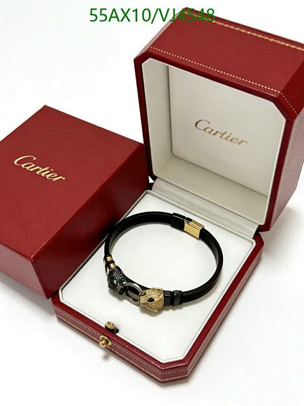Cartier Panthère Black Leather Bracelet with Gold-Tone Panther Head