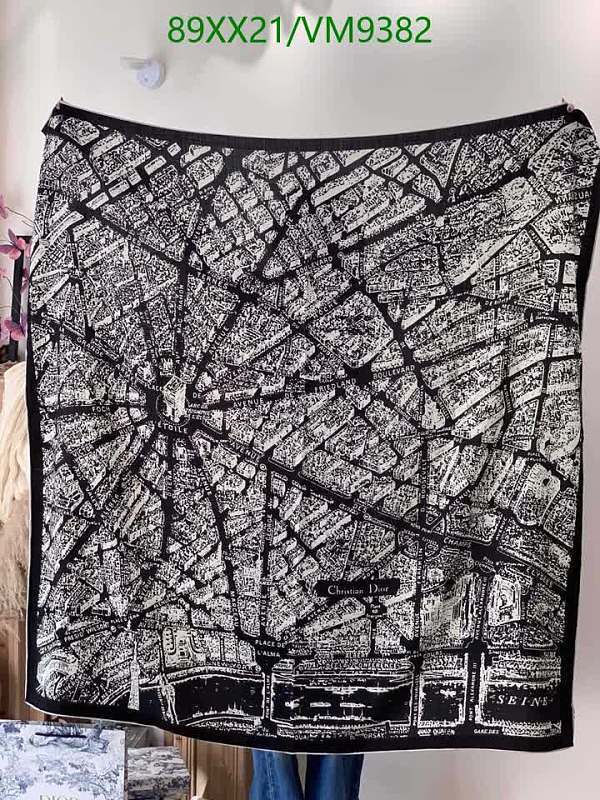 Dior Silk Scarf 140x140cm Paris Map Print Luxury Accessory