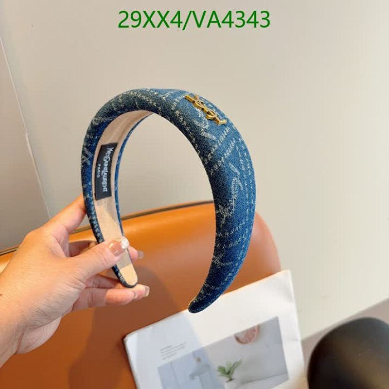 Yves Saint Laurent Denim Headband with Gold-Tone YSL Logo - Stylish Hair Accessory