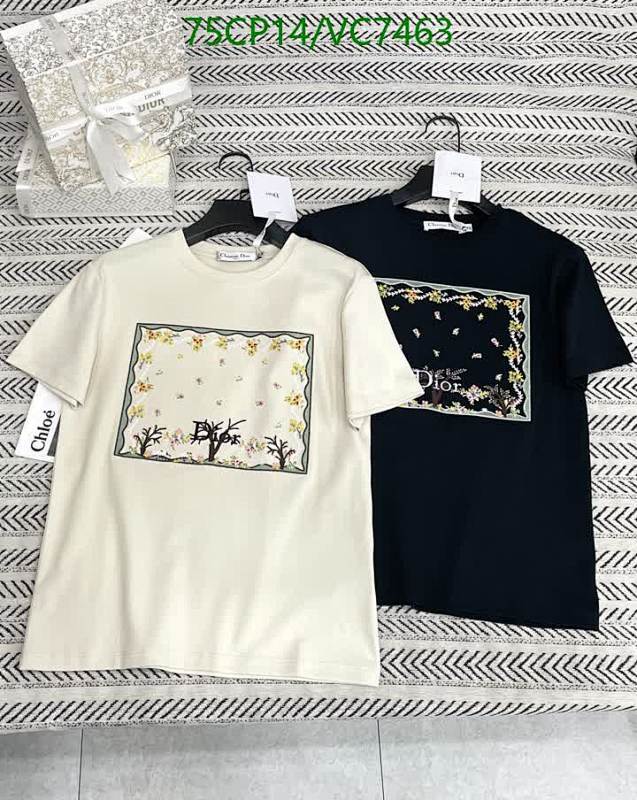 Dior Cotton Short Sleeve T-Shirt for Women - Elegant Floral Print Design