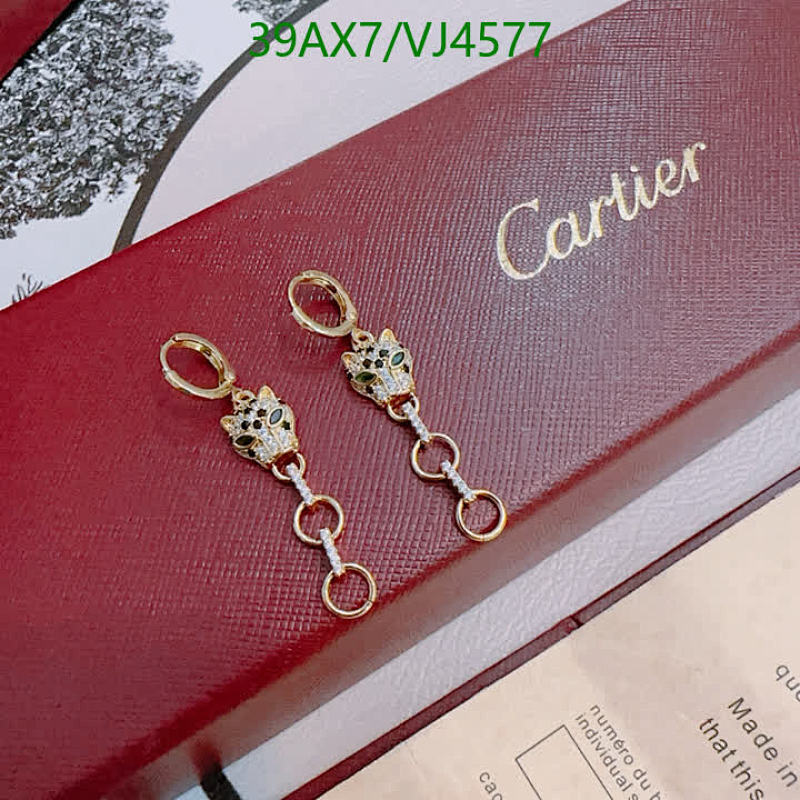 Cartier Panthère Gold-Tone Drop Earrings with Pave Crystals