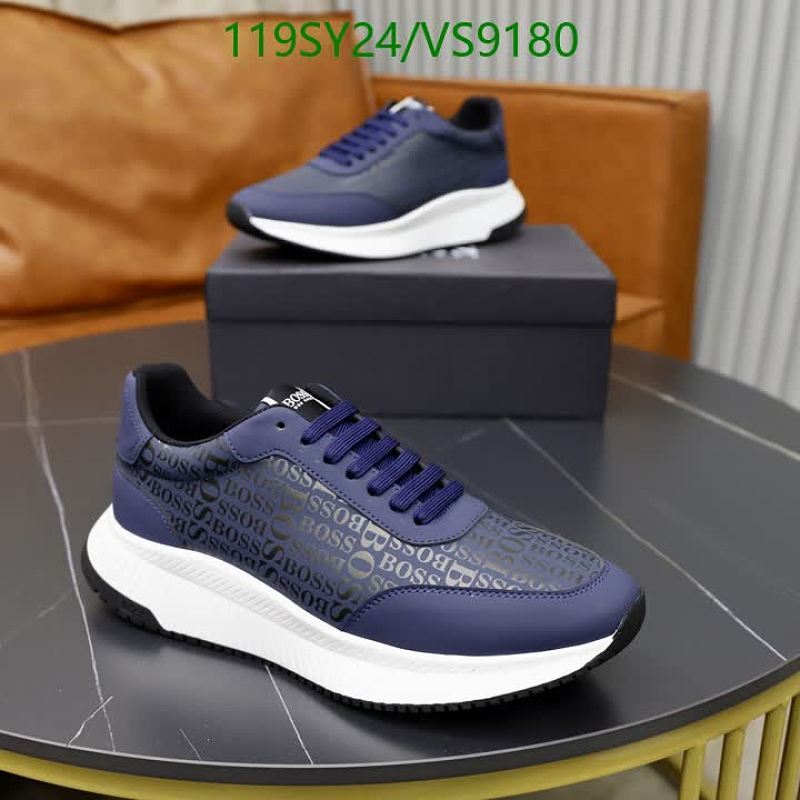 BOSS Men's Navy Genuine Leather Low-Top Sneakers - EU 38-45
