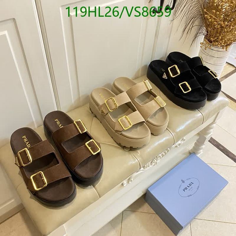 Prada Women's Strap Sandals Sheepskin & Suede Platform Slides