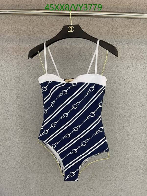 Gucci Women's Navy & White Stripe Horsebit One-Piece Swimsuit for Summer