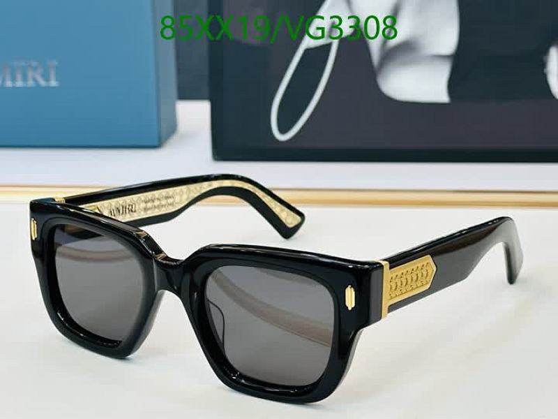 Amiri VG3308 Square Frame Sunglasses - Stylish Black & Gold Eyewear