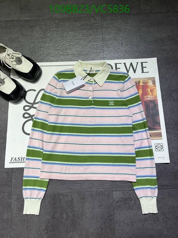 Celine Women's Striped Long Sleeve Polo Shirt - Cotton Knit Top