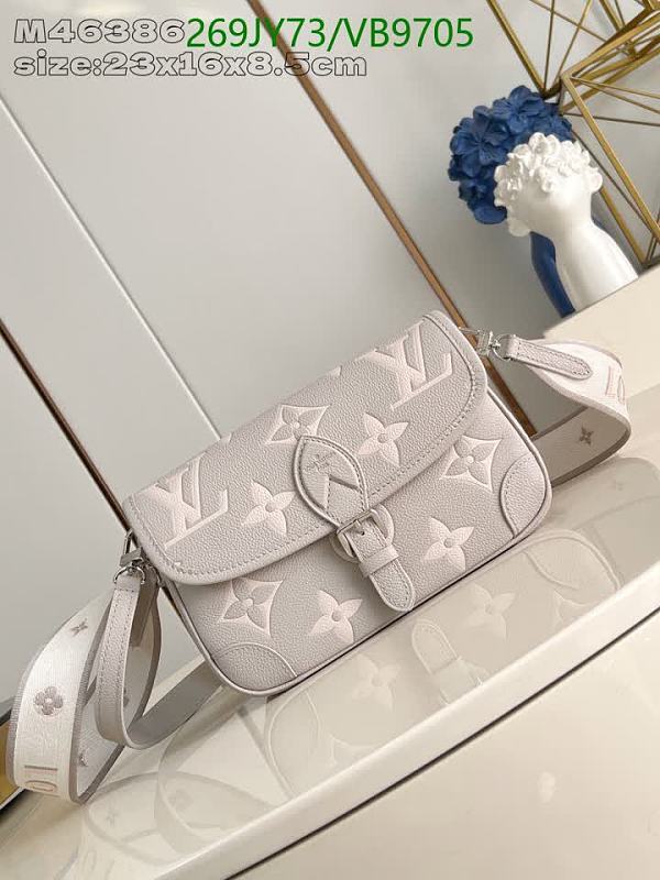 Louis Vuitton Monogram Embossed Leather Shoulder Bag in Light Gray