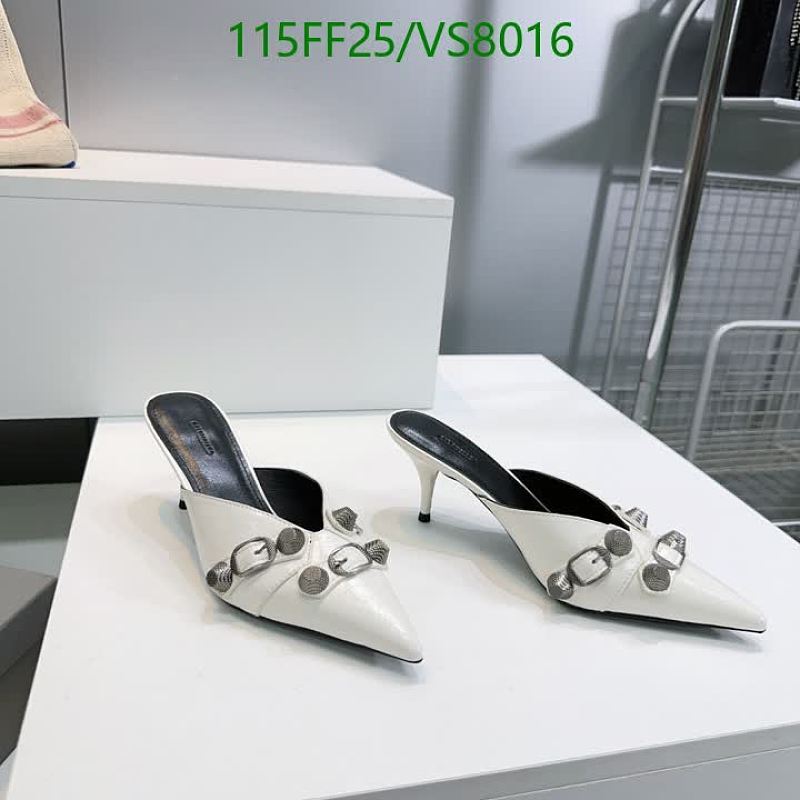 Balenciaga Women's White Leather Pointed Toe Mules Heels
