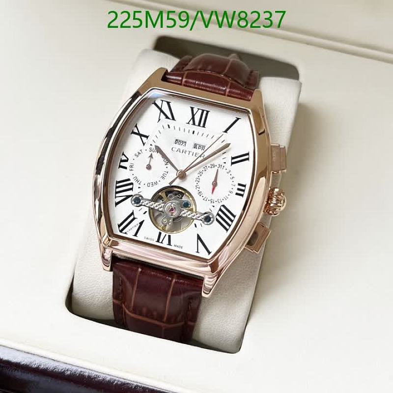 Cartier Automatic Mechanical Watch with Leather Strap - Rose Gold Tone