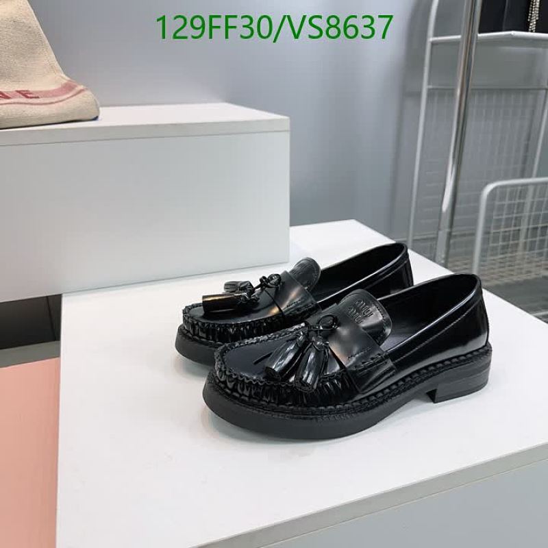 Miu Miu Women's Black Calf Leather Tassel Loafer Shoes