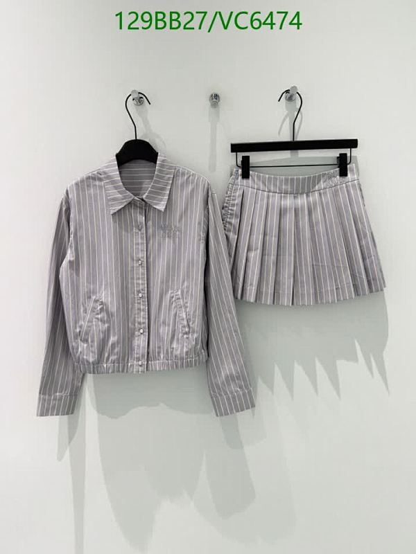Louis Vuitton Women's Striped Cropped Jacket & Pleated Skirt Set
