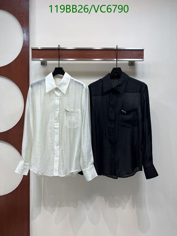 Prada Long Sleeve Button-Down Shirts for Women - Elegant Polyester Fiber Blouses