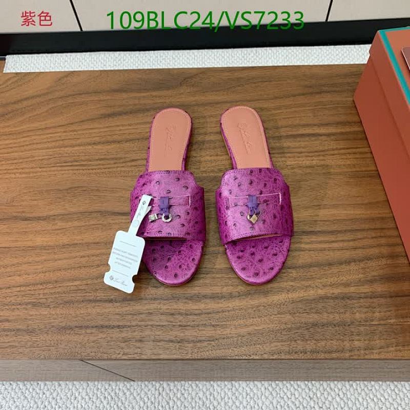 Loro Piana Women's Purple Ostrich Leather Slides - Luxurious Flat Sandals