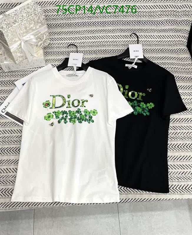 Dior Clover Embroidered Cotton T-Shirt - Black & White Crew Neck Tee