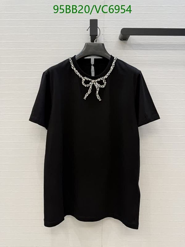 Versace Women's Black Cotton T-Shirt with Embellished Bow Detail