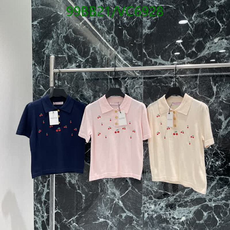 Valentino Knitted Cherry Embroidered Polo Shirt for Women - Short Sleeve Top
