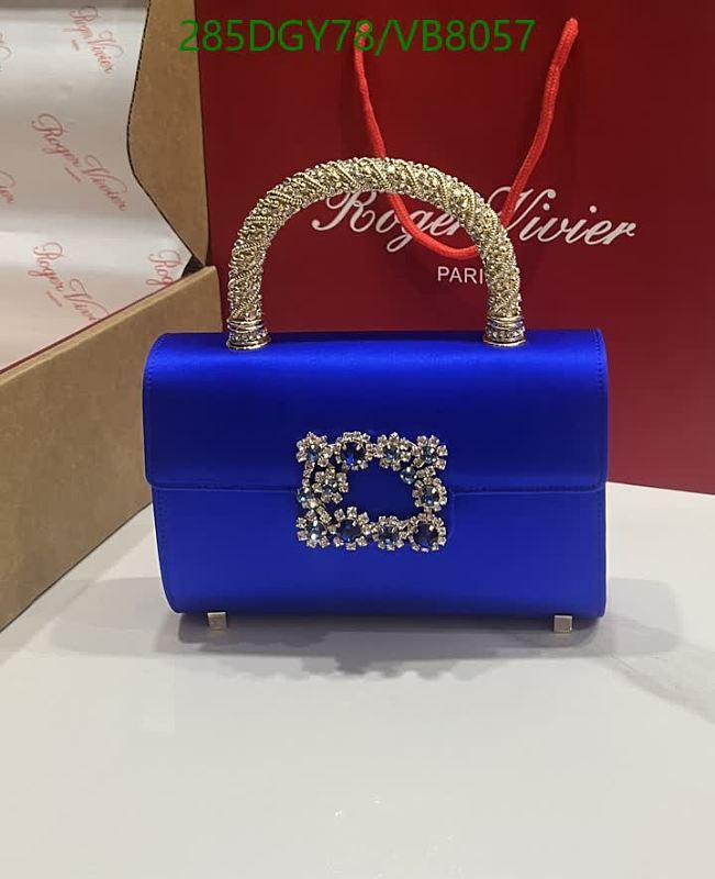 Roger Vivier Embellished Handle Evening Bag | Genuine Leather & Satin