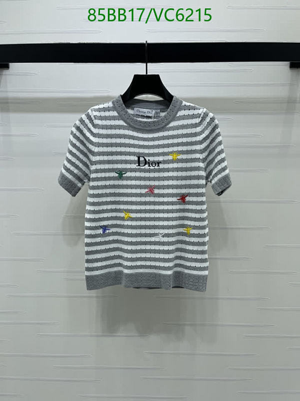 Dior Knitted Short Sleeve Top - Elegant Striped Design with Embroidered Details