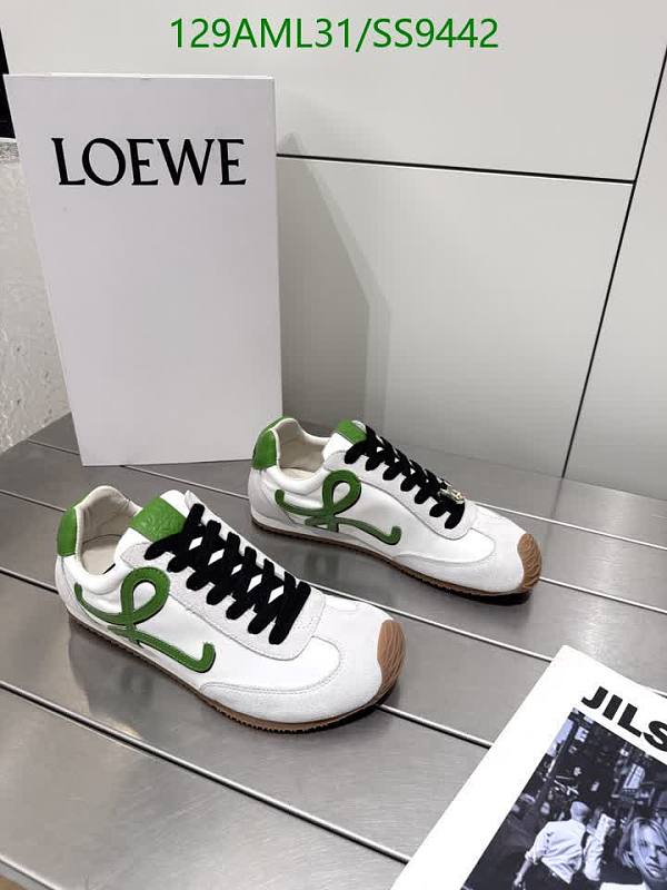 Loewe Men's Suede & Cloth Low-Top Sneakers White Green 5 Loewe Men's Suede & Cloth Low-Top Sneakers White Green