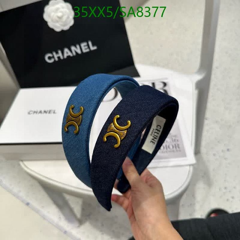 Celine Denim Headband with Triomphe Logo - Stylish Hair Accessory