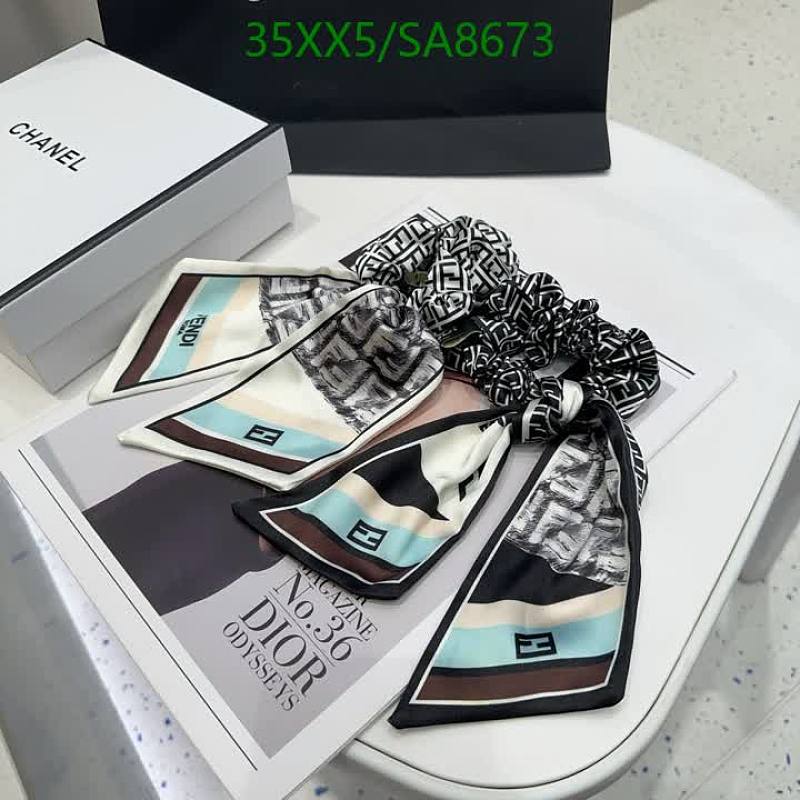 Fendi Silk Scarf Scrunchie Set with FF Monogram