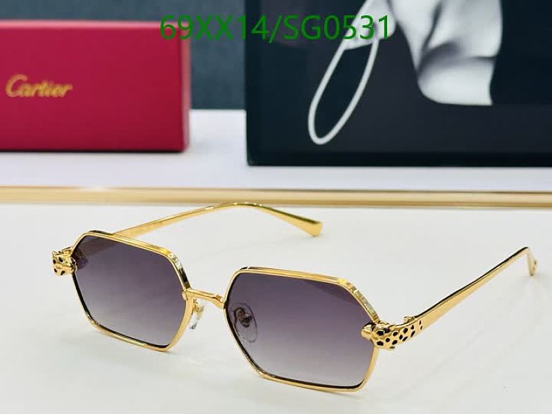 Cartier Hexagonal Sunglasses with Gold Frame and Gradient Lenses