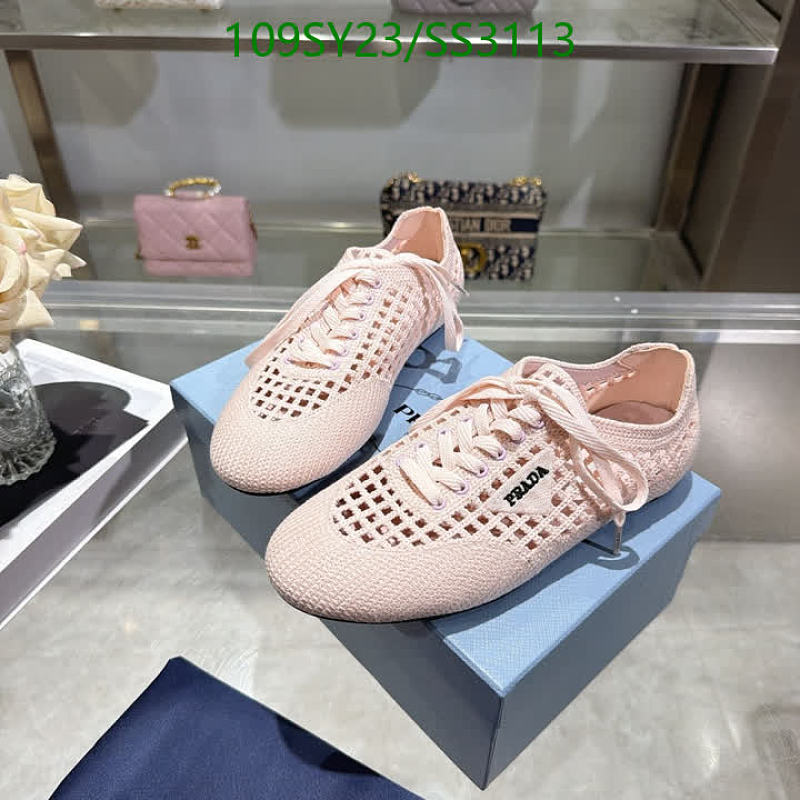 Prada Women's Pink Knit Lace-Up Sneakers - Size EU35-41