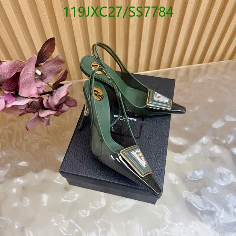 Yves Saint Laurent Women's Green Slingback Heels | Sheepskin Leather
