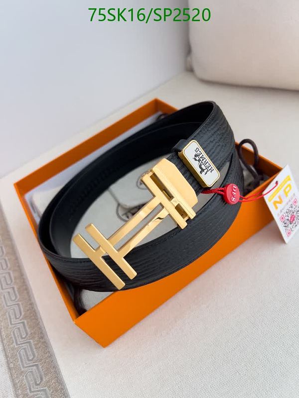 Hermès Black Genuine Leather Belt with Gold H Buckle - 3.5cm Width