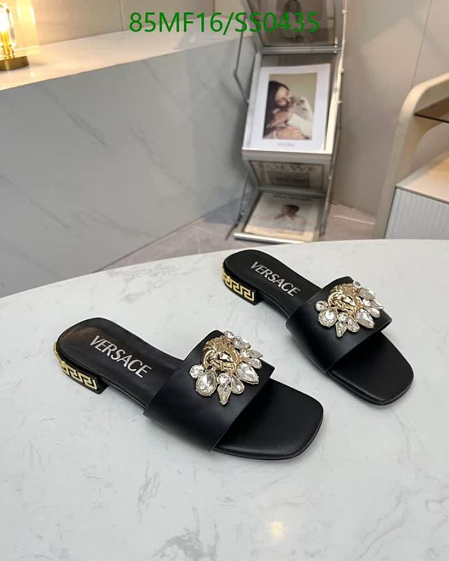 Versace Women's Black Embellished Leather Slide Sandals