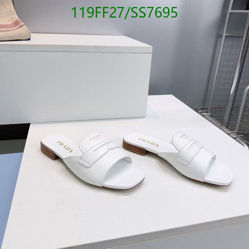 Prada Women's White Calf Leather Slip-On Slide Sandals EU 35-41