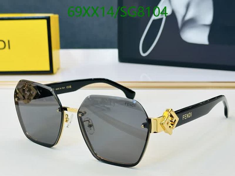 Fendi Women's Hexagonal Rimless Sunglasses with Gold Accents - SG8104