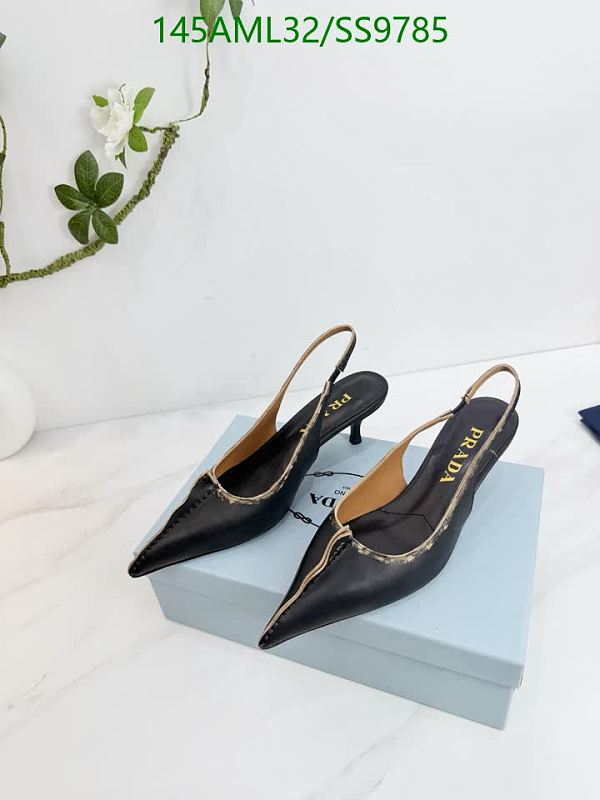 Prada Women's Black Leather Slingback Pointed Toe Heels