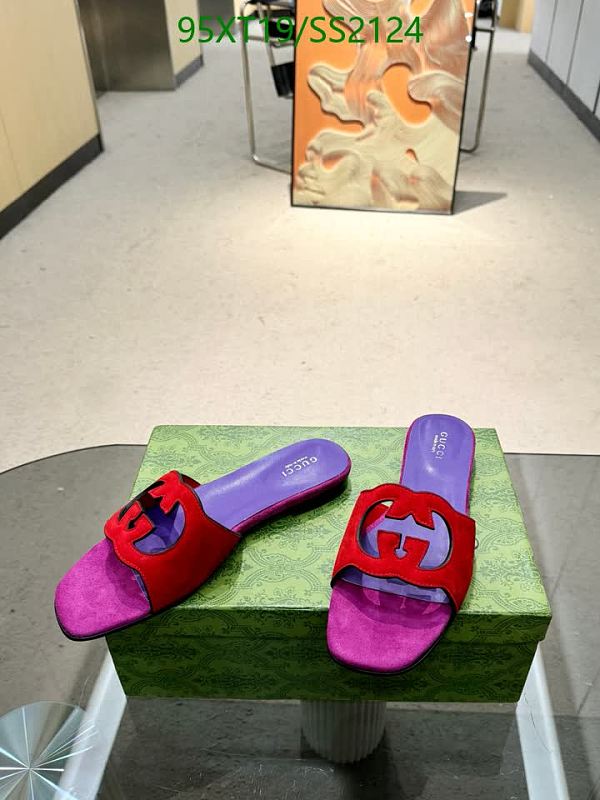 Gucci Women's Genuine Leather Slides - Purple & Red