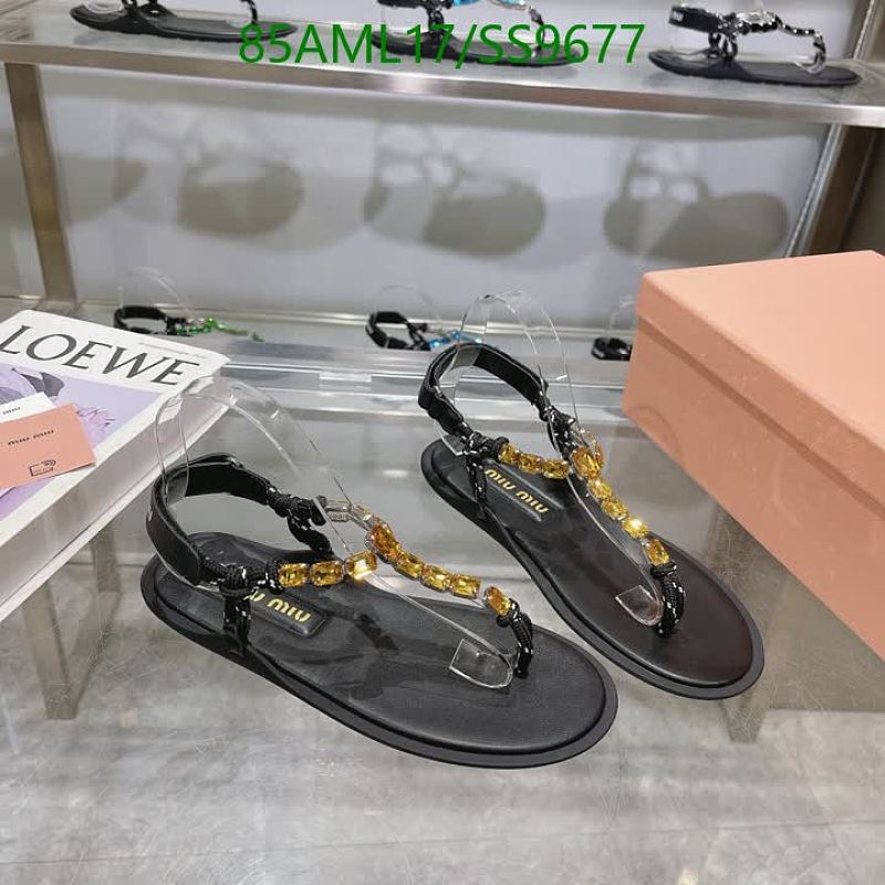 Miu Miu Women's Black Embellished Thong Sandals - EU 35-41