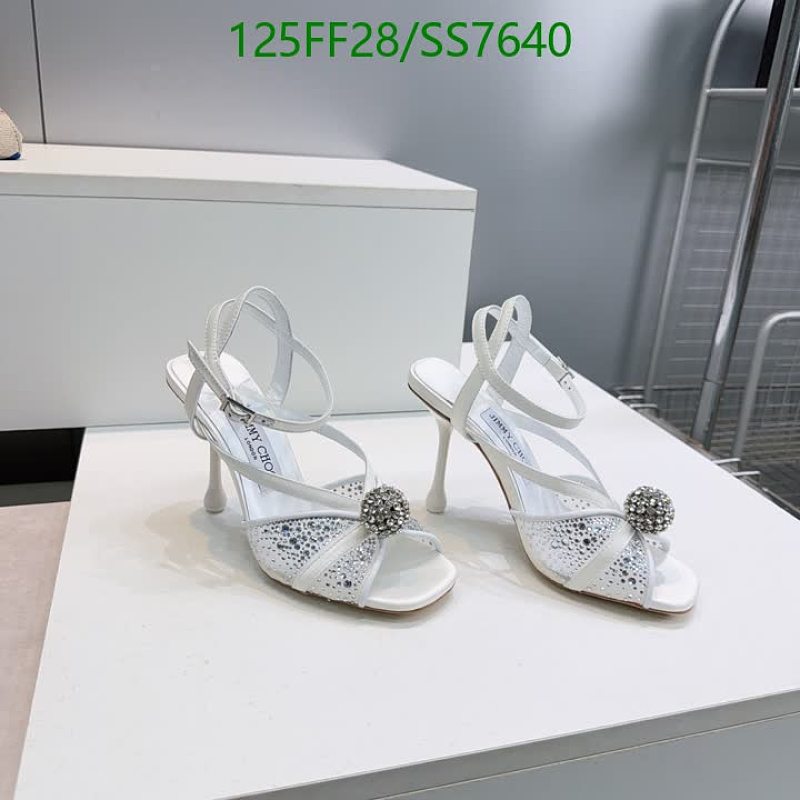 Jimmy Choo Women's White Mesh Crystal Embellished Heeled Sandals