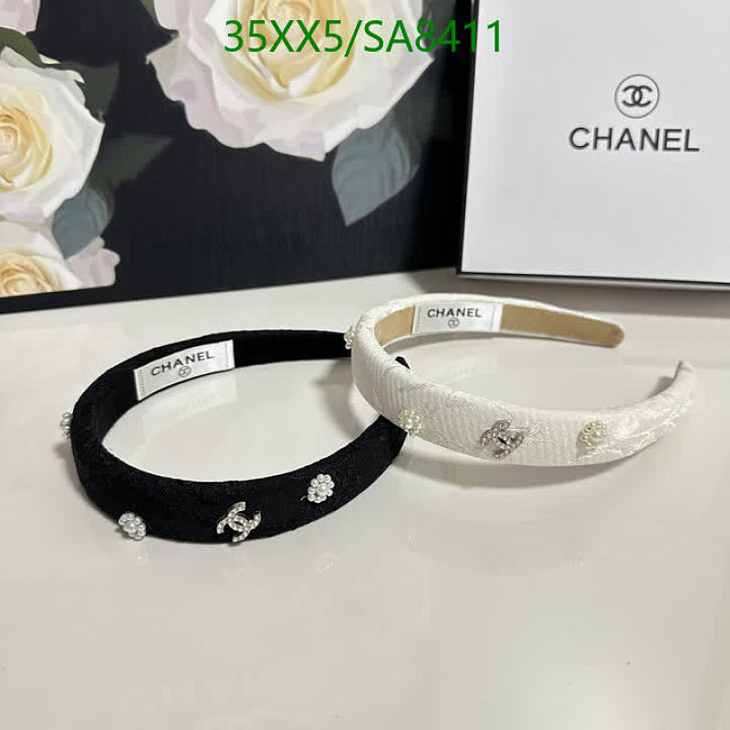 Chanel Embellished Headbands - Black and White Velvet and Lace