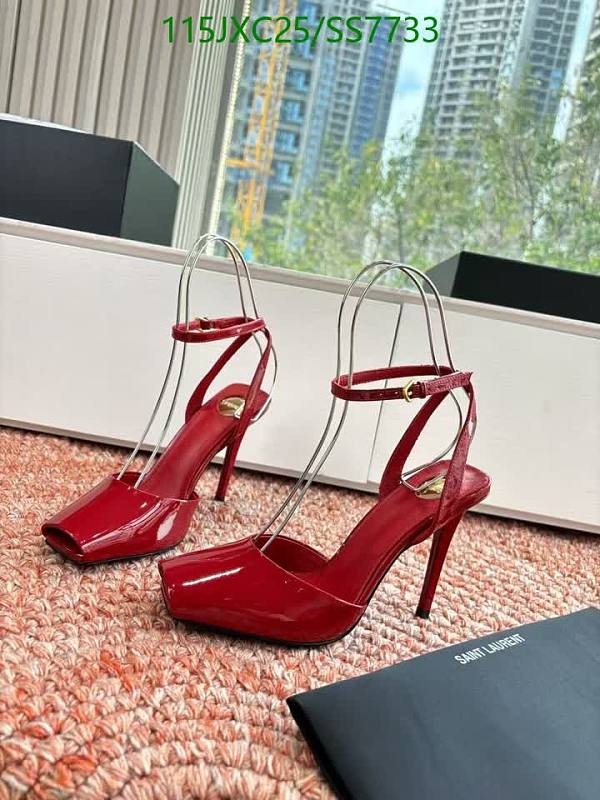 Yves Saint Laurent Women's Red Patent Leather Ankle Strap Heels