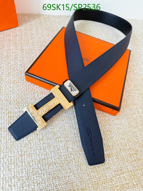 Hermes Reversible Leather Belt with Gold H Buckle - 3.8cm Width