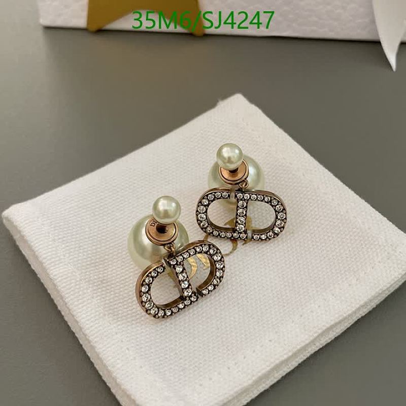 Dior Tribal Earrings Pearl and Crystal Double-Sided Studs