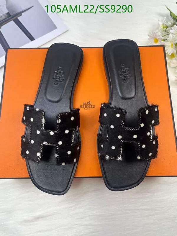 Hermès Women's Black Polka Dot Calfskin & Sheepskin Slide Sandals