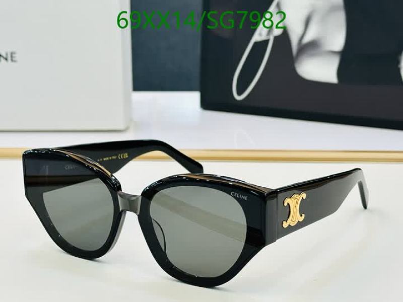 Celine Black Acetate Cat-Eye Sunglasses with Gold Triomphe Logo
