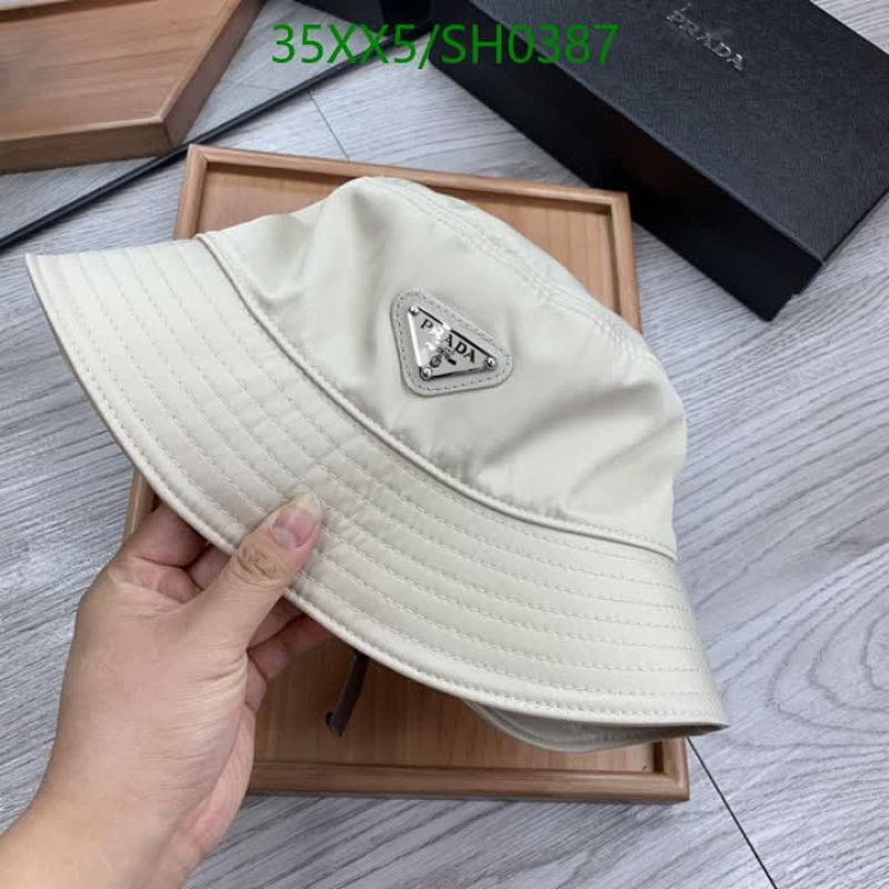 Prada Bucket Hat Beige Nylon Re-Nylon Triangle Logo