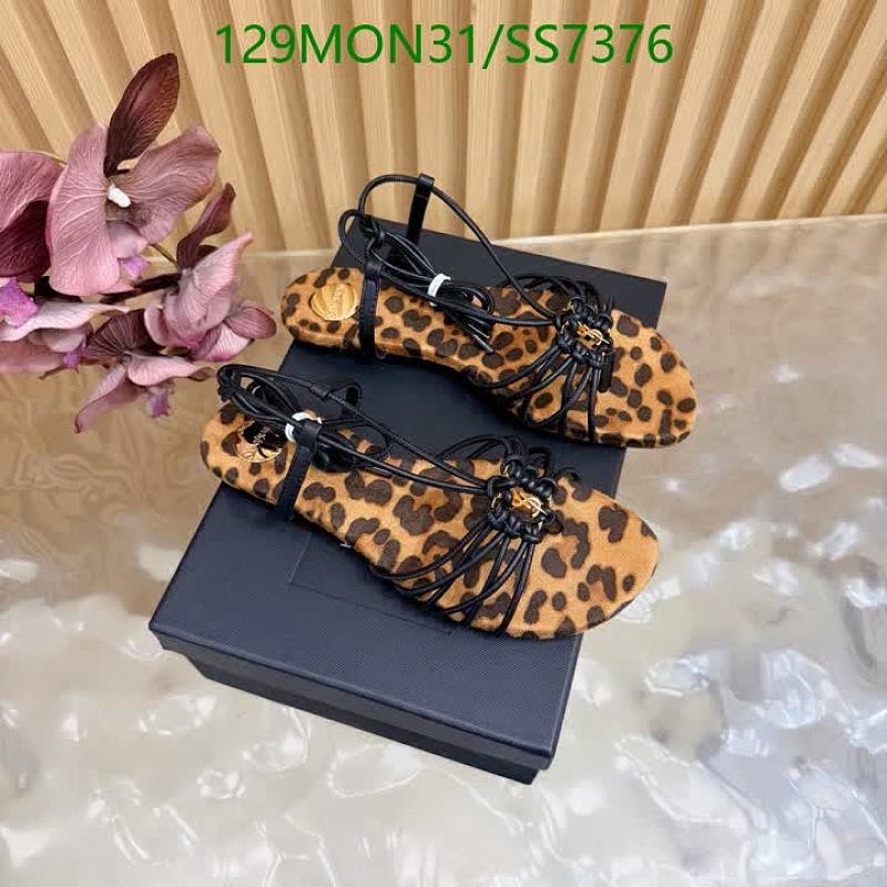 Yves Saint Laurent Women's Leopard Print Leather Strap Sandals