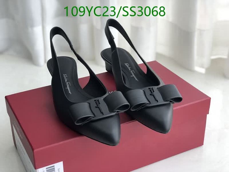 Salvatore Ferragamo Women's Black Sheepskin Bow Slingback Heels