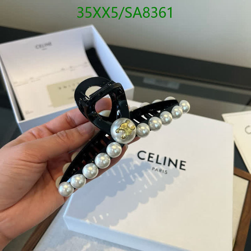 Celine Pearl & Logo Claw Hair Clip