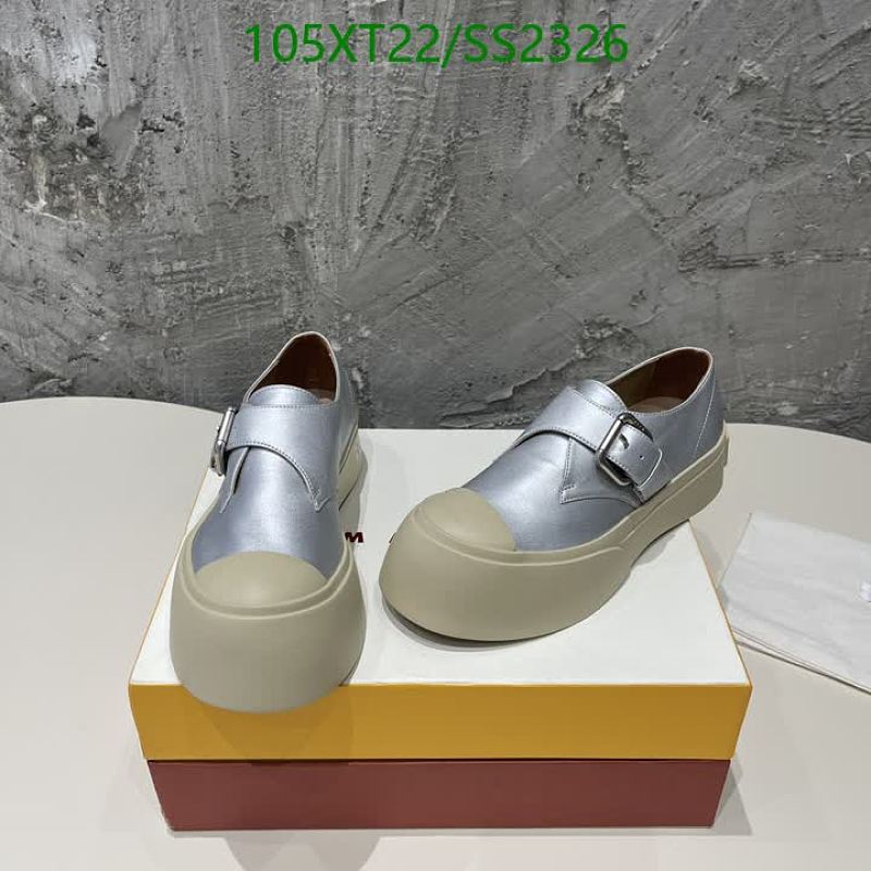 Marni Women's Silver Leather Platform Mary Jane Shoes EU 35-40