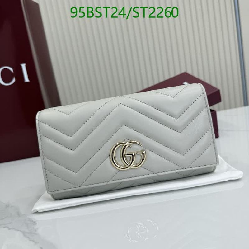 Gucci Matelasse Leather Wallet - GG Marmont Flap Clutch