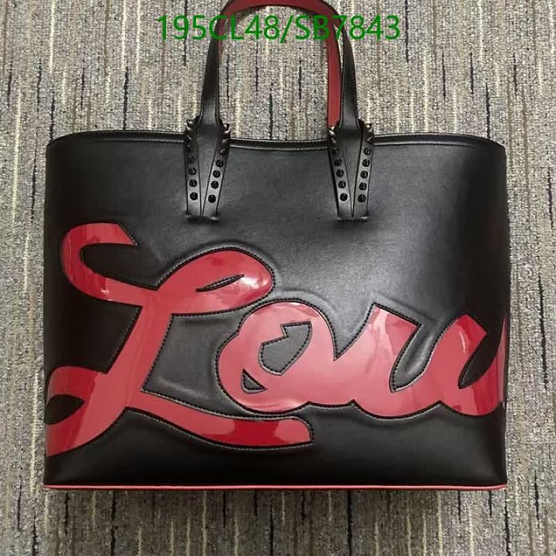 Christian Louboutin "Loubinette" Black Leather Tote Bag with Red Logo