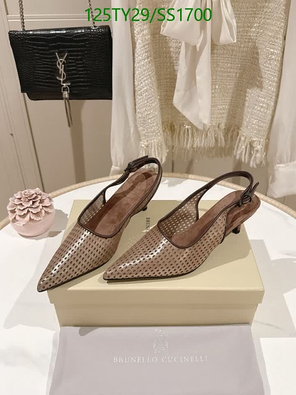 Brunello Cucinelli Women's Slingback Perforated Leather Kitten Heels